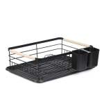 Indų džiovykla Homla Plystre, 42 cm x 31 cm x 13 cm, plastikas/nerūdijantysis plienas/mediena, juoda sp./rusva sp.