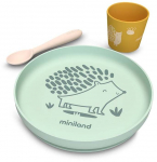 Stalo įrankių vaikams rinkinys Miniland Forest, 6+ mėn., silikonas/polipropilenas (pp), geltona/žalia