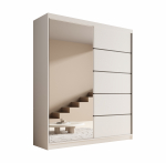 Spinta ADRK Nico, balta sp., 180 cm x 58 cm x 215 cm, su veidrodžiu