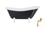 Vonia, laisvai pastatoma Besco Otylia Glam, 170 cm x 77 cm x 68.5 cm, ovalas, aukso sp./balta sp.