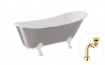 Vonia, laisvai pastatoma Besco Olaya Glam, 160 cm x 68 cm x 68 cm, ovalas, aukso sp./balta sp.