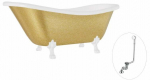 Vonia, laisvai pastatoma Besco Otylia Glam, 160 cm x 77 cm x 68.5 cm, ovalas, aukso sp./balta sp.