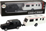 Žaislinis visureigis su priekaba Lean Toys Die Cast, balta sp./juoda sp.