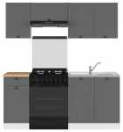 Virtuvės baldų komplektas Junona Line, ąžuolo sp./balta sp./grafito sp., 1.8 m