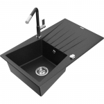 Plautuvė su virtuviniu mai&scaron;ytuvu Mexen Cesar, granitas, 77.5 cm x 47 cm x 19 cm, metallic black/silver+black/chrome sp.