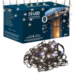 LED lempučių užuolaida Springos CL1240, 2.5 m, &scaron;altai balta sp., 50 LED