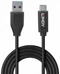 Laidas Lindy 36970, USB Type C/USB Type A, 50 cm, juoda sp., 15 W