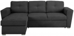 Kampinė sofa - lova Home4you Whitby, tamsiai pilka sp., 122 x 242 cm x 87 cm