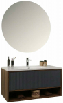 Vonios lentynų komplektas su veidrodžiu Kalune Design Elegant, ąžuolo sp./juoda sp., 45 cm x 100 cm x 52.5 cm