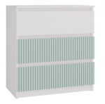 Komoda Malwa M3 Arteso, balta sp./mėtinė (mint) sp., 75 cm x 70 cm x 40 cm