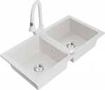 Plautuvė su virtuviniu mai&scaron;ytuvu Mexen Mario, derva/granitas, 82 cm x 43.6 cm x 16.1 cm, balta