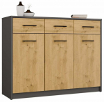 Komoda Simplo 3D3S, antracito sp./artisan oak, 85 cm x 35 cm x 109 cm