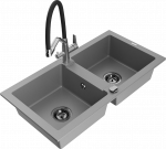 Plautuvė su virtuviniu mai&scaron;ytuvu Mexen Mario, derva/granitas, 82 cm x 43.6 cm x 16.1 cm, pilka
