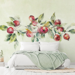 Fototapetas Artgeist Apple Branch - Delicate Landscape With A Plant And Apples On A White Background, 280 cm x 392 cm
