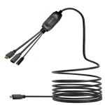 Kabelis Vivolink HDMI Male/ USB-A Female/ USB-C Female, USB Type C Male (vyri&scaron;ka), 5 m, juoda sp.