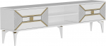 TV staliukas Kalune Design Yumedi, aukso sp./balta sp., 150 cm x 30 cm x 50 cm
