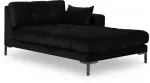 Sofa Micadoni Home Mamaia Velvet Chaise Longue Right, juoda sp., de&scaron;ininė, 185 x 102 cm x 75 cm