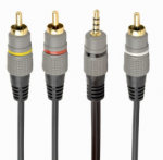 Kabelis Gembird CCAP-4P3R-1.5M 3.5 mm male, RCA male x 3, 1.5 m, juoda sp./pilka sp.