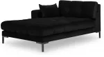 Sofa Micadoni Home Mamaia Velvet Chaise Longue, juoda sp., kairinė, 185 x 102 cm x 75 cm