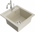Plautuvė su virtuviniu mai&scaron;ytuvu Mexen Vito Carla, derva/granitas, 52 cm x 49 cm x 21 cm, chromo sp./rusva sp.