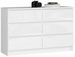 Komoda Akord Furniture Factory K120, balta sp., 77 cm x 40 cm x 120 cm
