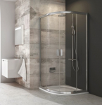 Du&scaron;o kabina Ravak Blix BLCP4-90, pusapvalė, be padėklo, 90 cm x 90 cm x 190 cm, aliuminio sp./skaidrus