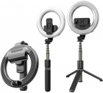Žiedinė lempa su telefono laikikliu Mocco 4in1 Universal, 190 cm