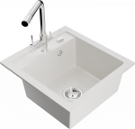 Plautuvė su virtuviniu mai&scaron;ytuvu Mexen Vito Duero, derva/granitas, 52 cm x 49 cm x 21 cm, balta sp./chromo sp.