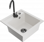 Plautuvė su virtuviniu mai&scaron;ytuvu Mexen Vito, granitas, 49 cm x 52 cm x 21 cm, balta sp./juoda sp.