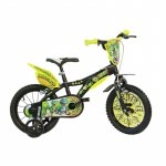 Vaiki&scaron;kas dviratukas su papildomais ratukais, vaikų Dino Bikes Dinosaur 614-DSA, juoda sp./geltona sp., 14"