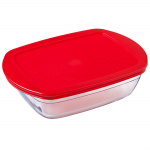 Stiklinis indas Ocuisine, skaidri/raudona, 23 cm x 15 cm, 1.1 l