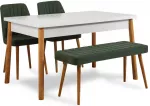 Valgomojo komplektas Kalune Design Costa 1070 - 3 AB, balta sp./žalia sp./pu&scaron;ies sp.