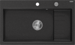 Virtuvinė plautuvė Mexen Omar, granitas, 80 cm x 48 cm x 21 cm, sidabro sp./juoda sp./chromo sp.