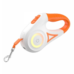Automatinis pavadėlis Rojeco LED, baltas/oranžinis, 5 m