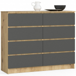 Komoda Akord K120, ąžuolo sp./pilka sp., 99 cm x 40 cm x 120 cm