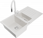 Plautuvė su virtuviniu mai&scaron;ytuvu Mexen Matias Savita, granitas, 90 cm x 50.5 cm x 20 cm, balta sp.