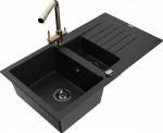 Plautuvė su virtuviniu mai&scaron;ytuvu Mexen Matias Duero, granitas, 90 cm x 50.5 cm x 20 cm, juoda/geltona