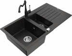 Plautuvė su virtuviniu mai&scaron;ytuvu Mexen Matias Carla, granitas, 90 cm x 50.5 cm x 20 cm, metallic black / gold sp.