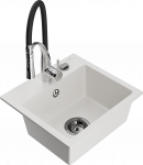 Plautuvė su virtuviniu mai&scaron;ytuvu Mexen Milo Aster, granitas, 43.5 cm x 41 cm x 17.1 cm, balta/sidabro/juoda