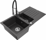 Plautuvė su virtuviniu mai&scaron;ytuvu Mexen Matias, granitas, 90 cm x 50.5 cm x 20 cm, chromo/juoda