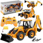 Rc buldozeris Double E JCB 4XC Backhoe, 1:20, geltona