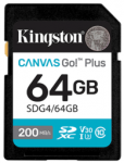Atminties kortelė Kingston Canvas Go! Plus SDG4, 64 GB, 200 Mb/s - 100 Mb/s