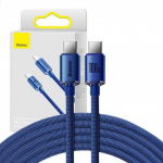 Kabelis Baseus CAJY000603, 2 x USB Type C, 120 cm, mėlyna sp., 100 W