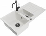Plautuvė su virtuviniu mai&scaron;ytuvu Mexen Matias Carla, granitas, 90 cm x 50.5 cm x 20 cm, balta/juoda