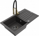 Plautuvė su virtuviniu mai&scaron;ytuvu Mexen Pablo Aster, granitas, 75.2 cm x 43.6 cm x 16.1 cm, black granite