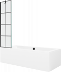 Vonia su sienele, įmontuojama Mexen Cube, 180 cm x 80 cm x 39 cm, stačiakampis, balta/juoda