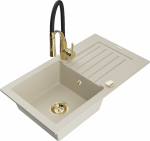 Plautuvė su virtuviniu mai&scaron;ytuvu Mexen Pablo, granitas, 75.2 cm x 43.6 cm x 16.1 cm, beige+black/gold sp.