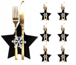 Kalėdinis stalo įrankių dėklas Star, 15 cm x 15 cm, juoda sp., 6 vnt.