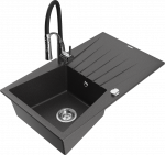 Plautuvė su virtuviniu mai&scaron;ytuvu Mexen Cesar Aster, granitas, 77.5 cm x 47 cm x 20 cm, sidabro sp./juoda sp.