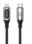 Laidas Forever LCD Lightning, USB Type C, 1 m, juoda sp.